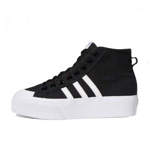 Adidas Nizza Platform Mid Core Black White Canvas Sneakers Women’s Size 6 FY2783